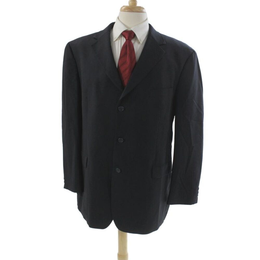 346 Brooks Brothers Mens Wool Blend Black 2pc Suit Jacket Size 46